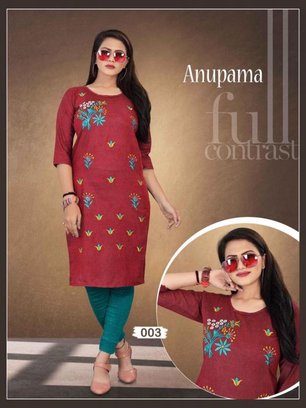 Aagya Anupama Fancy Cotton Embroidery Silk Kurti